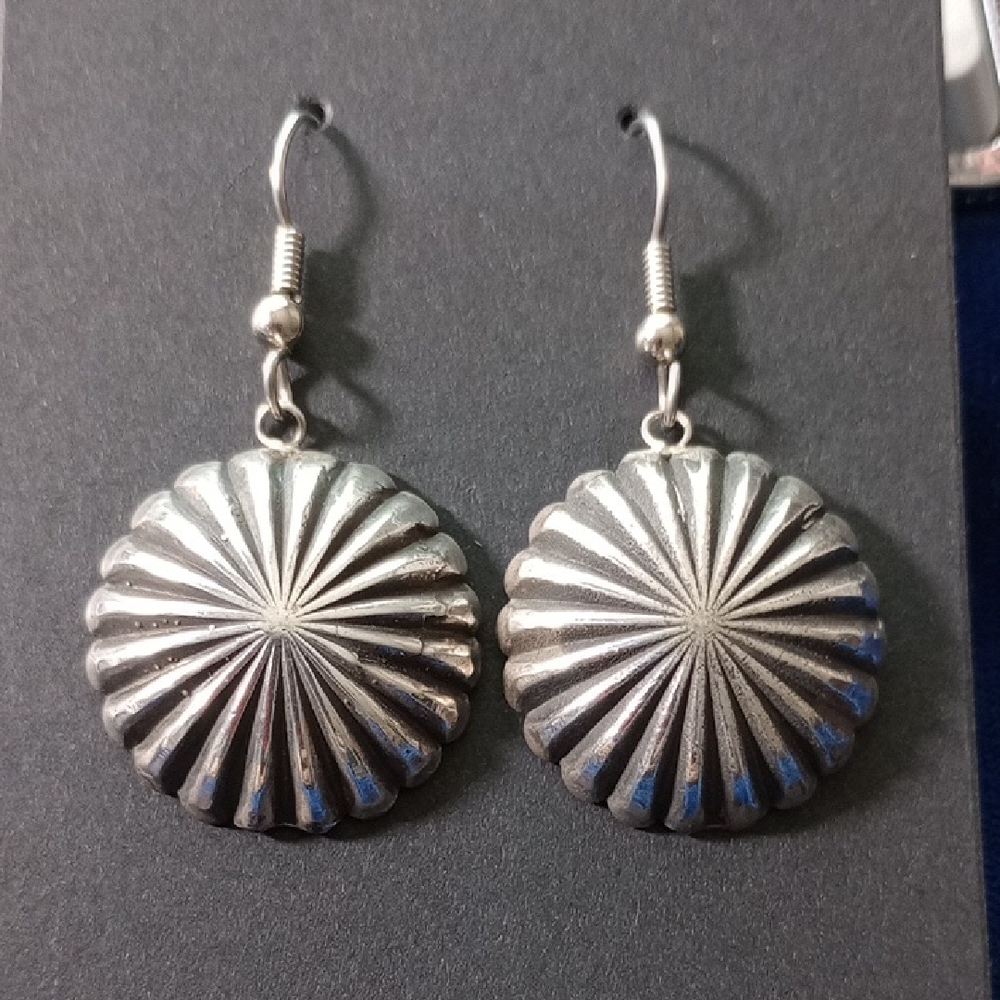 Sterling Silver Concho Dangle Earrings